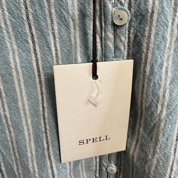 Spell Rodeo Blouse Dress Blue Striped Relax Minimalist Beach Vacation S - Picture 13 of 16